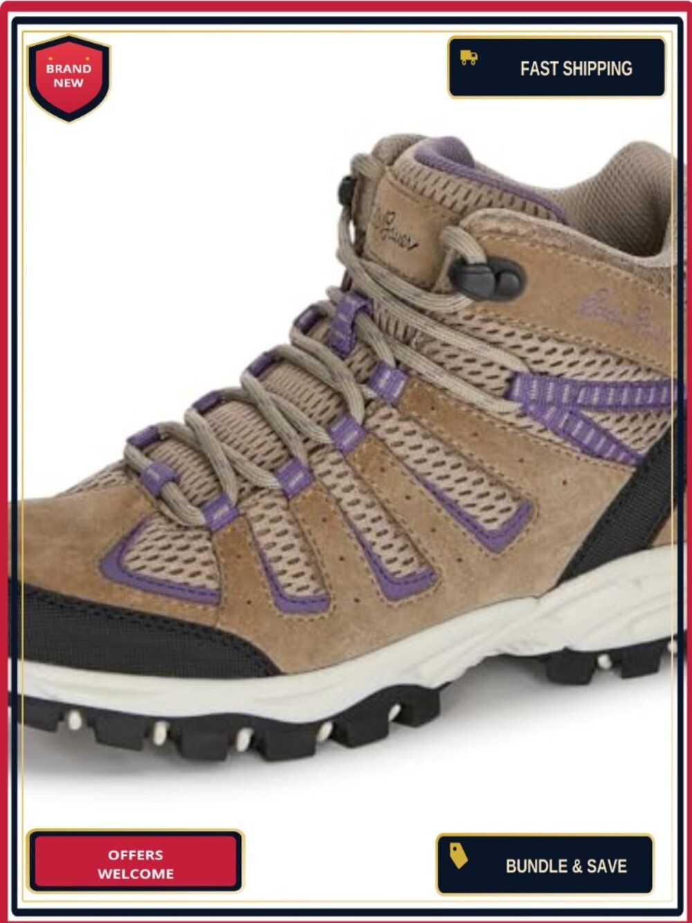 Women's Leather Suede Hiking Boots Waterproof Ankle Outdoor Trekking